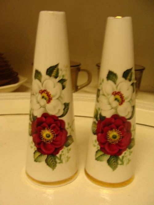2 BEAUTIFUL-ENGLISH  BONE CHINA SALT & PEPPER POT