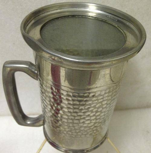 ENGLISH Pewter Mug 1 VTG hand beaten  CLEAR BOTTOM dinged squashed!! Great Country  Charm  decor !!
