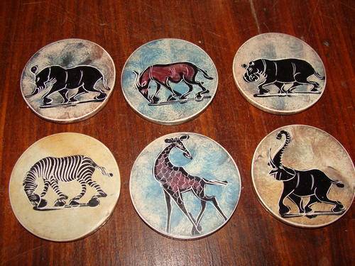 WOW !!!STUNNING !!!CIRCULAR  COASTERS ~( floorTILES) ~DECORATED WITH ANIMALS