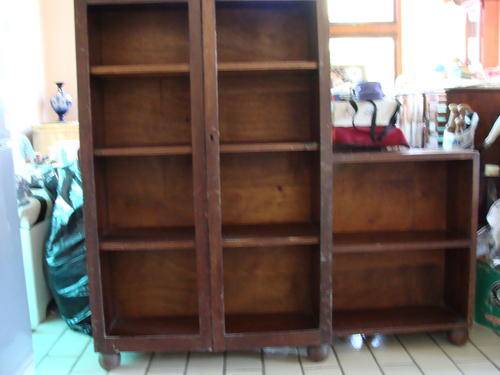 OLD BOOK CASE WITH BUN FEET~4 SHELVESFOR BOOKS-  2 GLASS DOORS-WHAT LOVELY OLD TREASURE