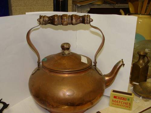 Vintage COPPERED KETTLE %%%%%GREAT COUNTRY KITCHEN DECOR!!rust dings