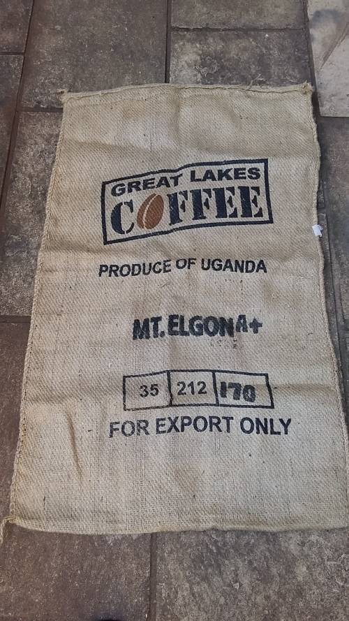 BRANDED COFFEE SACKS : GREAT LAKES COFFEE: MADE IN UGANDA:  FOR USE IN UPHOLSTERY