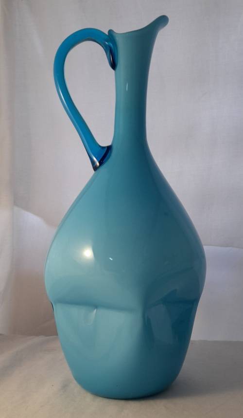 BLUE GLASS VASE  37  CM  TALL