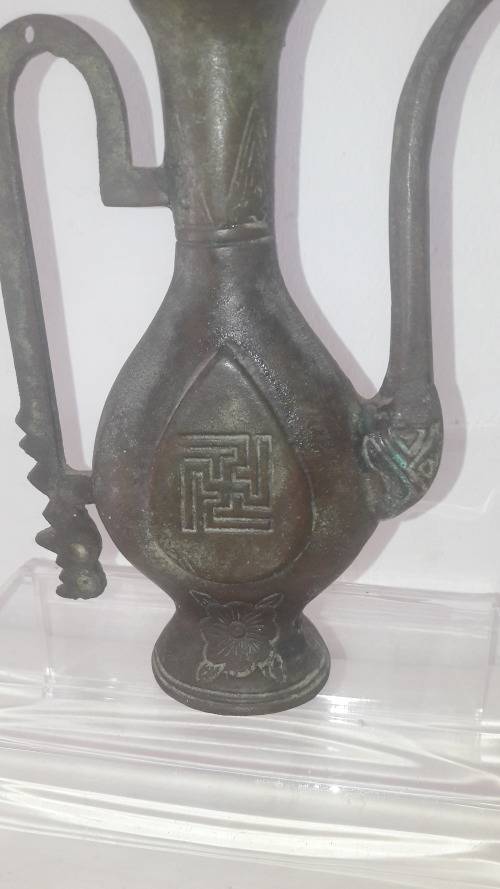 Antique Tibetan Buddhist oil pot kettle shape 19th Century