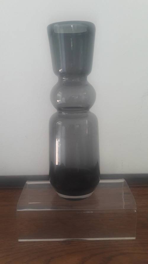 Scandinavian style hand blown studio glass vase in smoky grey circa 1960's