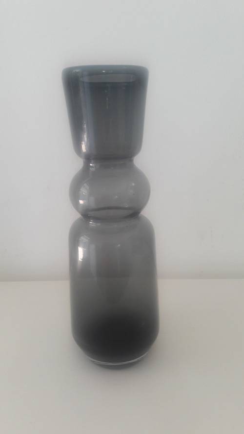 Scandinavian style hand blown studio glass vase in smoky grey circa 1960's