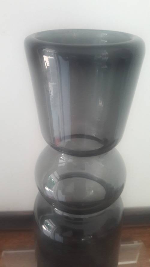 Scandinavian style hand blown studio glass vase in smoky grey circa 1960's