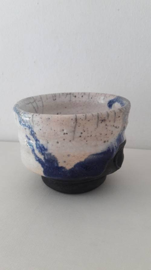 Collectible Raku teabowl by Andrew Walford famous SA studio potter circa 1980's
