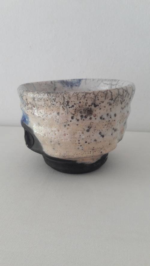 Collectible Raku teabowl by Andrew Walford famous SA studio potter circa 1980's