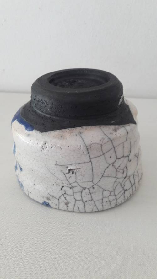 Collectible Raku teabowl by Andrew Walford famous SA studio potter circa 1980's