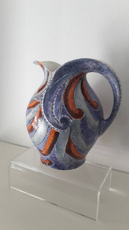 Exceptional  Lucia Ware Art Deco style hand decorated jug circa 1960's
