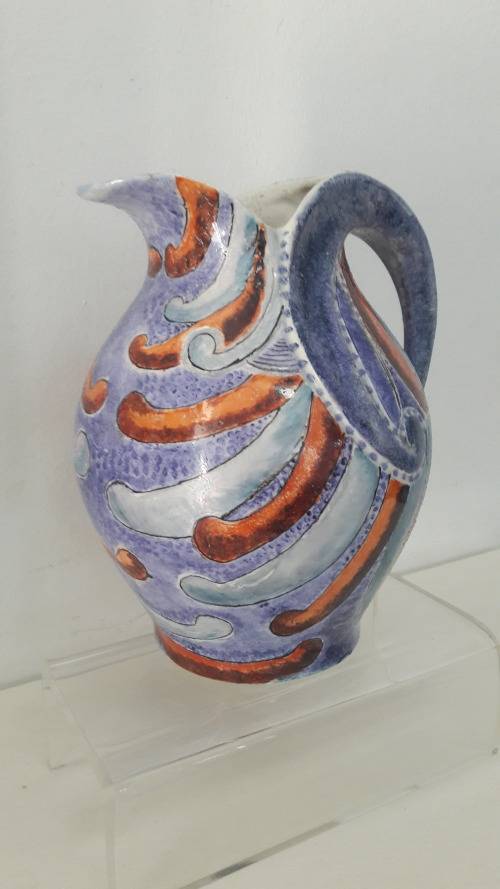 Exceptional  Lucia Ware Art Deco style hand decorated jug circa 1960's