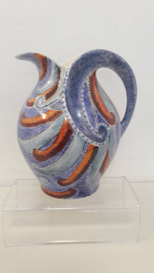 Exceptional  Lucia Ware Art Deco style hand decorated jug circa 1960's