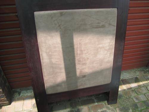 Gorgeous Suede & Dark Wood Single Bed Headboard!