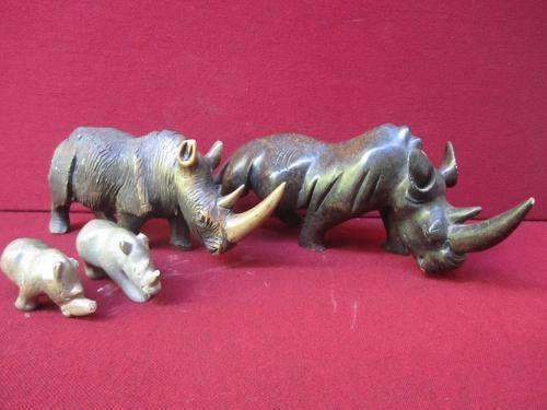 Collection of 4 Stunning Stone Rhinos! Such amazing craftsmanship!