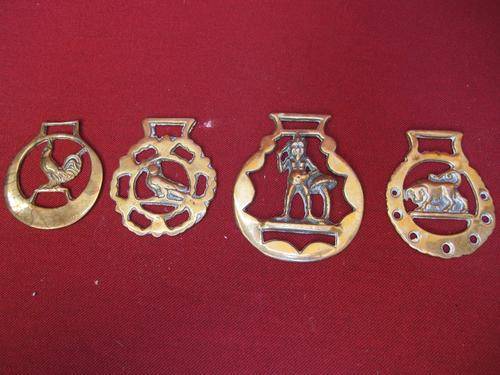 Four Fabulous Brass Horse Harness Medallions!