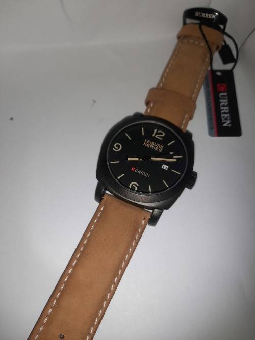 BEAUTIFUL MEN`S TAN CURREN GENUINE LEATHER WATCH