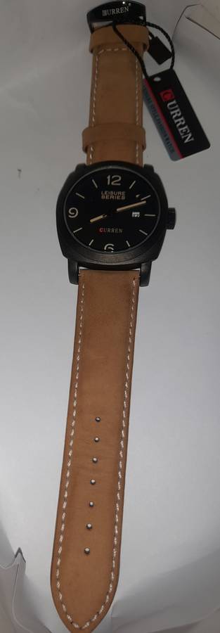 BEAUTIFUL MEN`S TAN CURREN GENUINE LEATHER WATCH