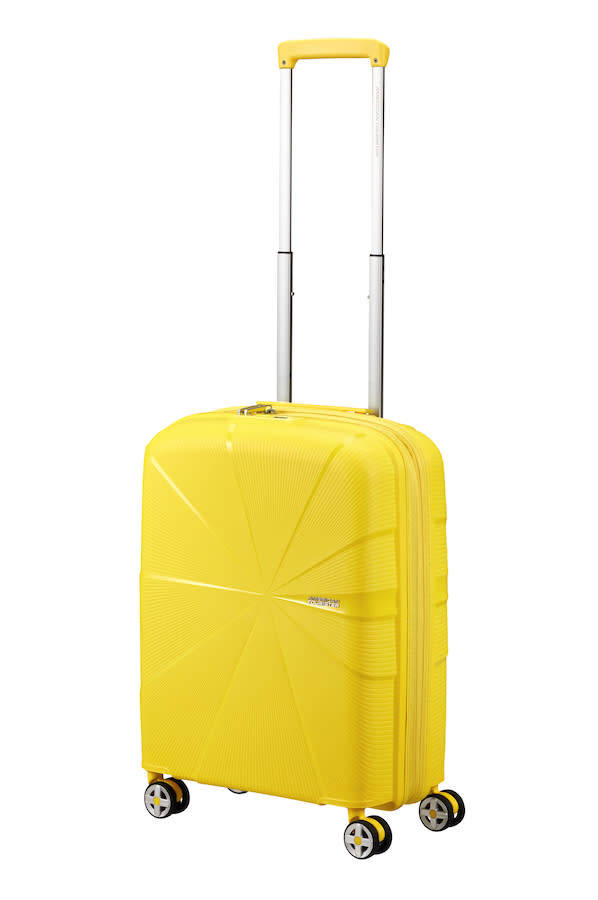 American Tourister StarVibe 55cm Expandable Spinner  Electric Lemon, TSA Lock, Cabin Size