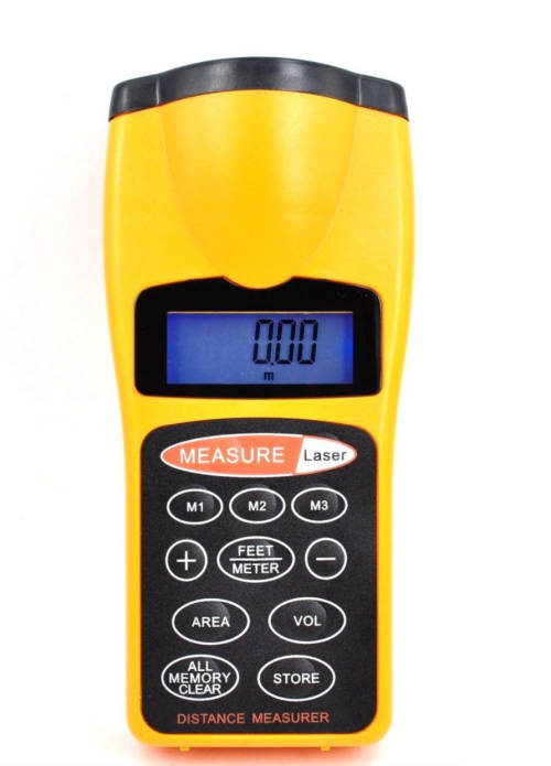 CP-3007 Digital LCD 18M Ultrasonic Laser Distance Meter  Yellow