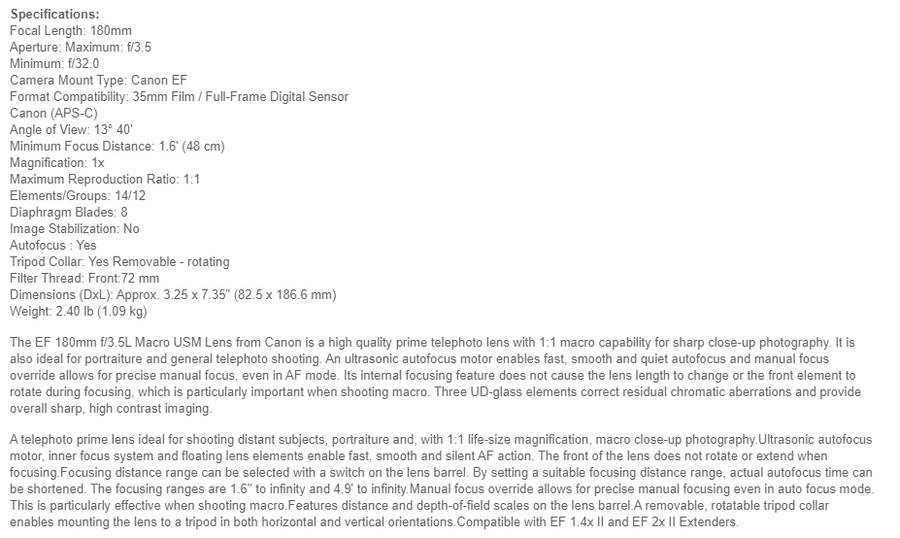 WOW!!!!CANON ULTRASONIC MACRO 180mm F3.5!!!*R20K+RETAIL*