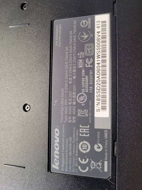 LENOVO ULTRA DOCK*TYPE 40A2*USB 3.0*HDMI*NO DRIVERS NEEDED