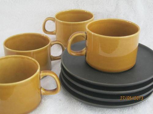 Retro Cups and Saucers by Melitta Germany (4 cups and saucers)