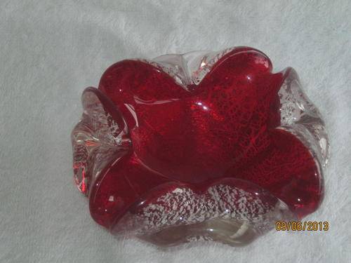 A Stunning Murano Red with Silver flecks Ashtray/Bowl
