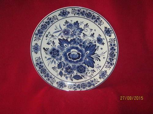 Large Delft Charger Floral Design Handpainted