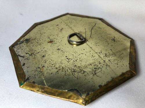 ANTIQUE BRASS & BONE HAND MIRROR 9CM