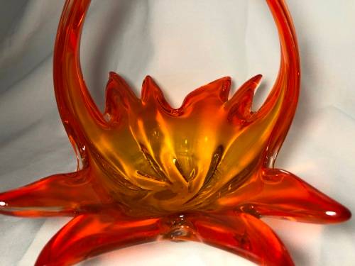 MURANO GLASS BASKET - NEAR PERFECT 24CM HIGH
