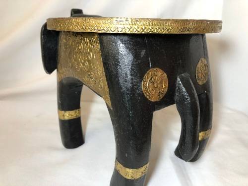 BEAUTIFUL HANDMADE ELEPHANT SHAPE WOOD SIDE TABLE COVERED WITH BRASS