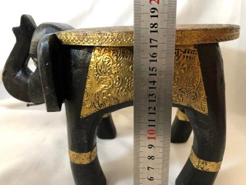 BEAUTIFUL HANDMADE ELEPHANT SHAPE WOOD SIDE TABLE COVERED WITH BRASS