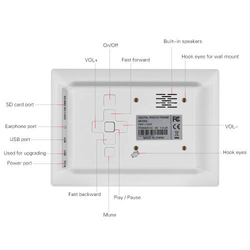 7 Inch IPS HD Screen Digital Photo Frame  Unboxed