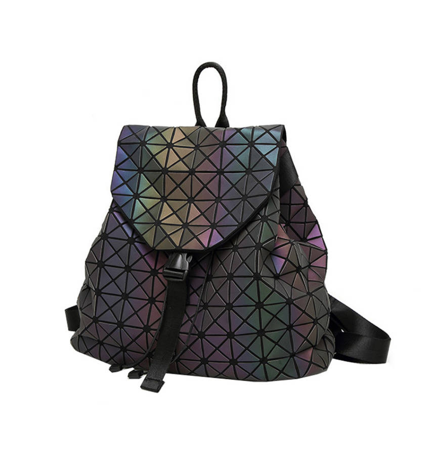 *LOCAL STOCK* Women Geometry Holographic Reflective Backpacks Travel Shoulder Bag