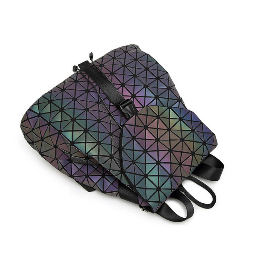 *LOCAL STOCK* Women Geometry Holographic Reflective Backpacks Travel Shoulder Bag