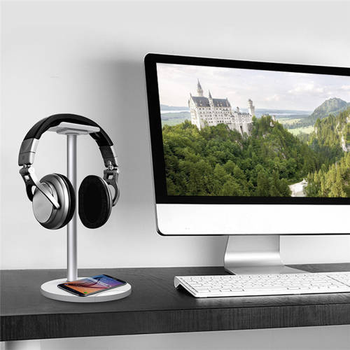 Wireless Charging Dock With Headphone Stand-White Unboxed