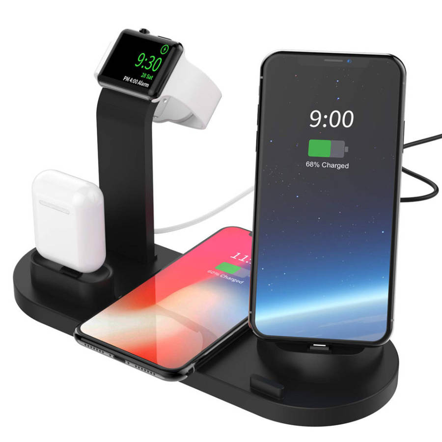 3 in 1 Wireless Charging Dock Station for Apple Watch Airpods iPhone-Black Unboxed