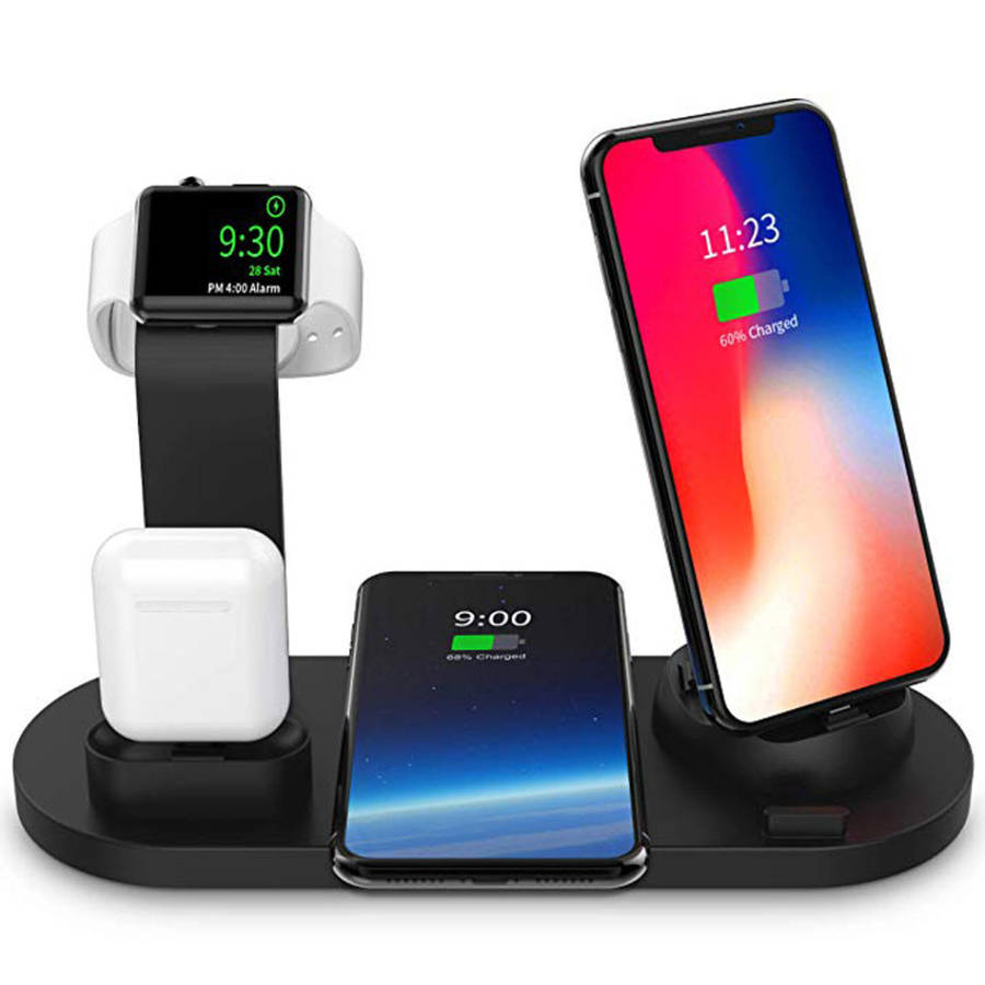 3 in 1 Wireless Charging Dock Station for Apple Watch Airpods iPhone-Black Unboxed