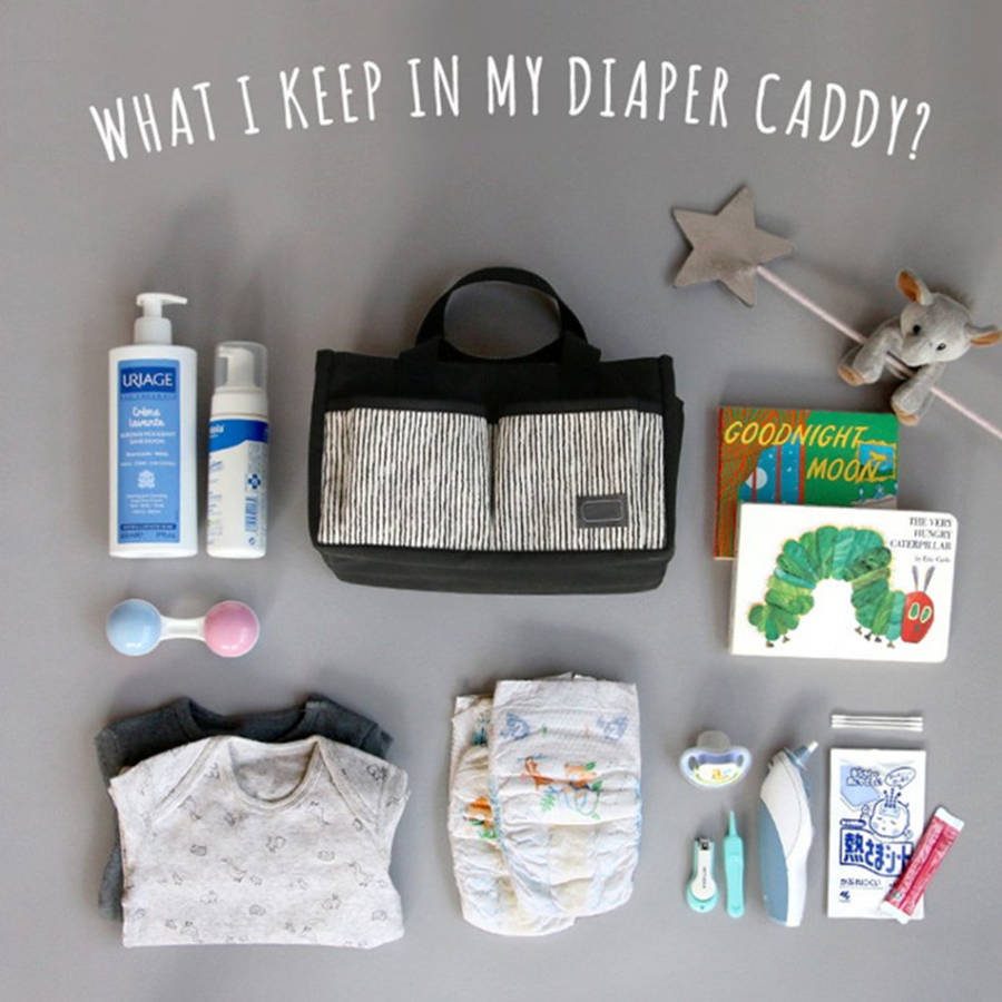 Portable Canvas Diaper Caddy Storage Bag - Stripe Unboxed