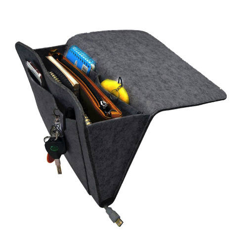 Bedside Deskside Caddy Felt Storage Organizer-Dark Gray Unboxed