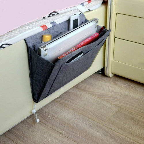 Bedside Deskside Caddy Felt Storage Organizer-Dark Gray Unboxed