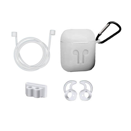 5 In 1 Silicone AirPods Protective Accessories-White Unboxed