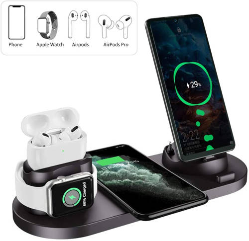6 in 1 Multifunction Wireless Charger Dock for iWatch/Airpods/iPhone 11pro Unboxed