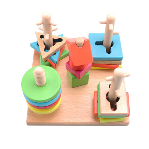 5 Wooden Pillars Educational Wooden Buidling Blocks Unboxed