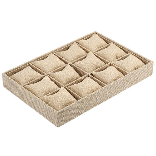 12 Grids Jewelry Watch Display Storage Tray-Jute Unboxed