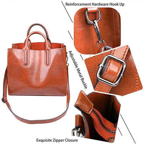 Womens Large Capacity PU Leather Bag Top Handle Satchel Handbag Fashion Purse Shoulder Bag