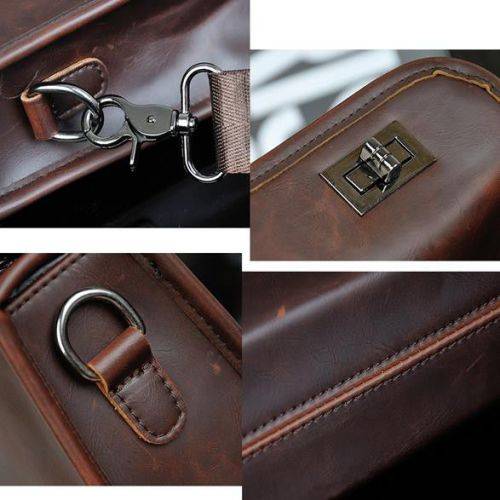 Fashion Men Crazy Horse PU Leather Business Briefcase Handbag