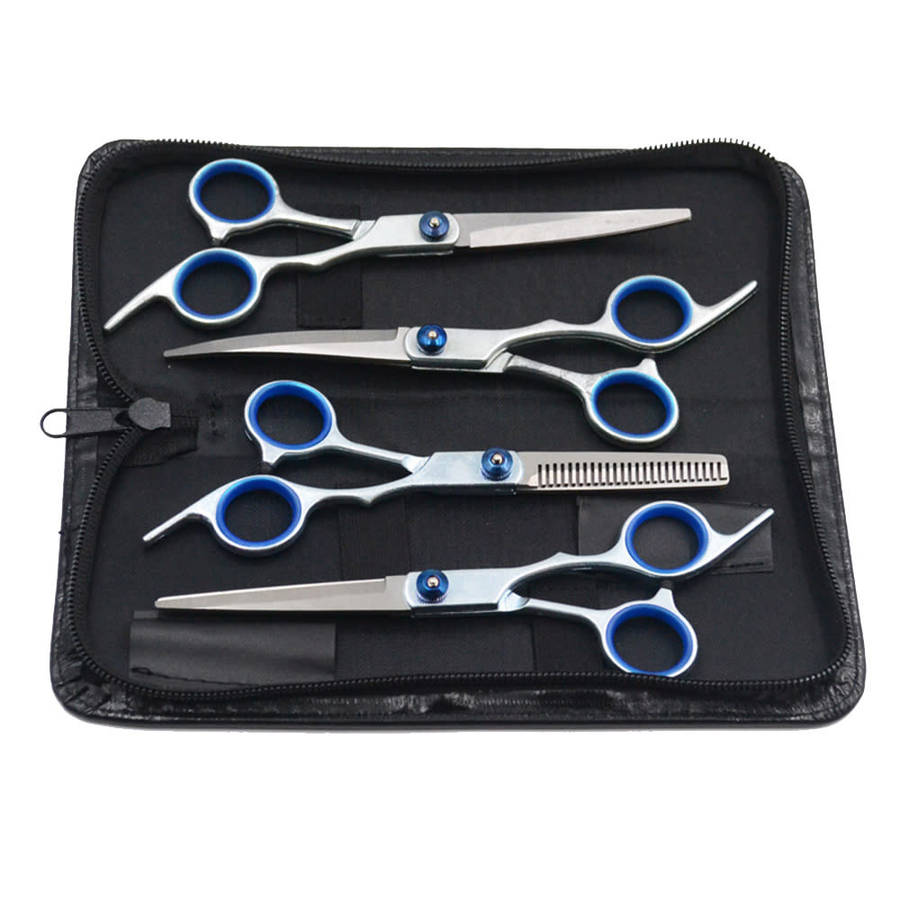 Professional 6 inch Pet Grooming Scissors Set With Storage Pouch - 5 Pieces