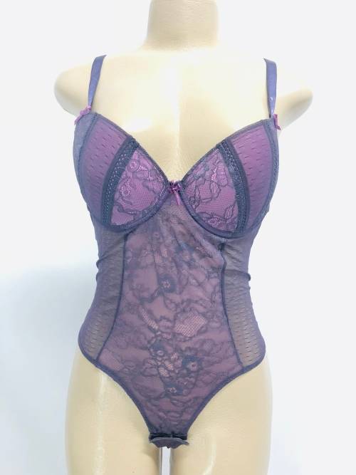 size 34B one piece bodysuit purple